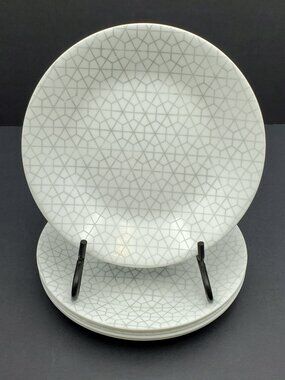 Corelle Knox Bread Plates White Dessert Plates Gray Sage Green Hexagon Pattern